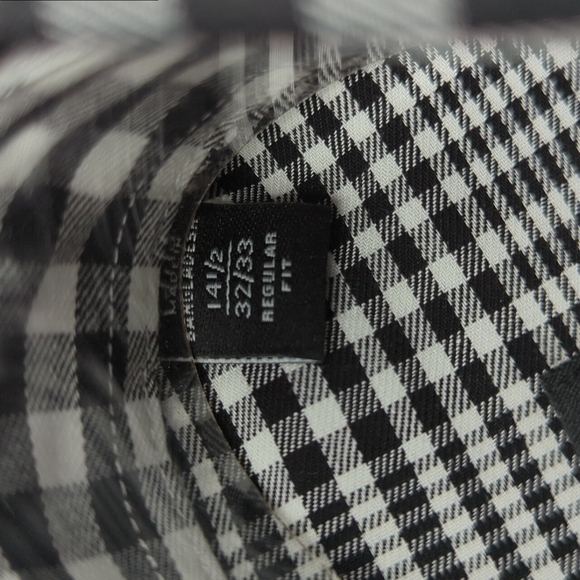 Sean John Men's Shirt Long Sleeves Black and White Plaid Regular Fit 14.5 32/33 - Picture 3 of 8
